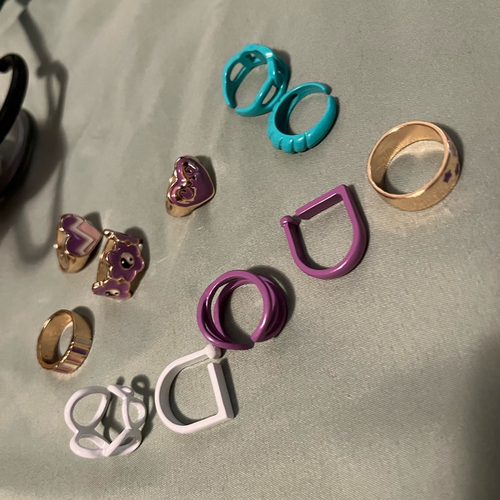 Colorful Ring Set with Purple and Gold Accents